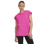 URBAN CLASSICS t-shirt da Donna con Manica Arrotolata, Maglietta a Maniche Corte da Donna in Cotone, Tee Shirt con Scollo Rotondo e Spalle Arrotondate, Colore: Rosso Ciliegia, Taglia: XXL