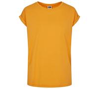 URBAN CLASSICS t-shirt da Donna con Manica Arrotolata, Maglietta a Maniche Corte da Donna in Cotone, Tee Shirt con Scollo Rotondo e Spalle Arrotondate, Colore: Rosso Ciliegia, Taglia: XXL
