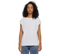 URBAN CLASSICS t-shirt da Donna con Manica Arrotolata, Maglietta a Maniche Corte da Donna in Cotone, Tee Shirt con Scollo Rotondo e Spalle Arrotondate, Colore: BIANCO, Taglia: M