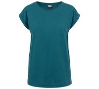 URBAN CLASSICS t-shirt da Donna con Manica Arrotolata, Maglietta a Maniche Corte da Donna in Cotone, Tee Shirt con Scollo Rotondo e Spalle Arrotondate, Colore: Rosso Ciliegia, Taglia: XXL