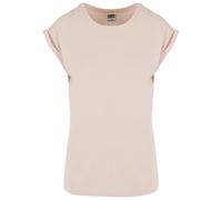 URBAN CLASSICS t-shirt da Donna con Manica Arrotolata, Maglietta a Maniche Corte da Donna in Cotone, Tee Shirt con Scollo Rotondo e Spalle Arrotondate, Colore: Rosso Ciliegia, Taglia: XXL