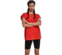 URBAN CLASSICS t-shirt da Donna con Manica Arrotolata, Maglietta a Maniche Corte da Donna in Cotone, Tee Shirt con Scollo Rotondo e Spalle Arrotondate, Colore: Rosso Ciliegia, Taglia: XXL