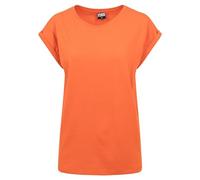 URBAN CLASSICS t-shirt da Donna con Manica Arrotolata, Maglietta a Maniche Corte da Donna in Cotone, Tee Shirt con Scollo Rotondo e Spalle Arrotondate, Colore: Rosso Ciliegia, Taglia: XXL