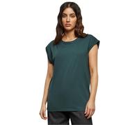 Urban Classics t-Shirt da Donna con Manica Arrotolata, Maglietta a Maniche Corte da Donna in Cotone, Tee Shirt con Scollo Rotondo e Spalle Arrotondate, Colore: Verde (Bottlegreen), Taglia: M