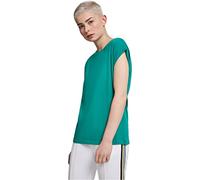 URBAN CLASSICS t-shirt da Donna con Manica Arrotolata, Maglietta a Maniche Corte da Donna in Cotone, Tee Shirt con Scollo Rotondo e Spalle Arrotondate, Colore: Rosso Ciliegia, Taglia: XXL