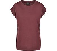 URBAN CLASSICS t-shirt da Donna con Manica Arrotolata, Maglietta a Maniche Corte da Donna in Cotone, Tee Shirt con Scollo Rotondo e Spalle Arrotondate, Colore: Rosso Ciliegia, Taglia: XXL