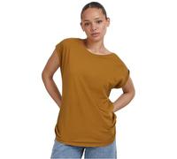 URBAN CLASSICS t-shirt da Donna con Scollo Rotondo e Manica Arrotolata, Tee Shirt in Cotone, Colore: Marrone (Nut), Taglia: XXL