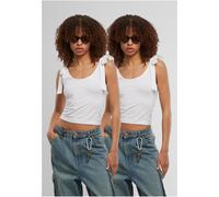 Urban Classics T-shirt da donna T-shirt da donna con lacci Basic Jersey Top 2-Pack TB7520A S Bianco