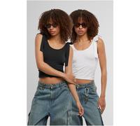 Urban Classics T-shirt da donna T-shirt da donna con lacci Basic Jersey Top 2-Pack TB7520A S Nero