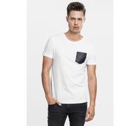 Urban Classics T-shirt Leather Imitation Poc ket Tee White/Black S Bianco