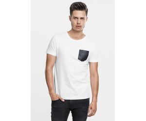 Urban Classics T-shirt Leather Imitation Poc ket Tee White/Black S Bianco