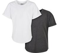 Urban Classics T-shirt per ragazzi Boys Long Shaped Turnup Tee 2-Pack Charcoal+White 146/152 Grigio