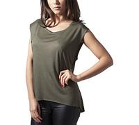 Urban Classics Ladies Shoulder Zip Hilo Tee T-Shirt, Verde (Olive 176), S Donna