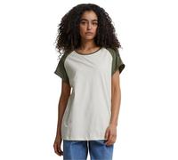 Urban Classics Tb1913-Maglietta da Donna Raglan a Contrasto T-Shirt, Sabbia Bianca/Oliva, XS
