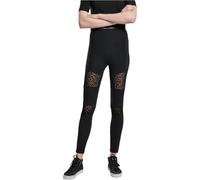 Urban Classics Tb3754-ladies Flock Lace Inset Leggings, Nero, S szczup?y Donna
