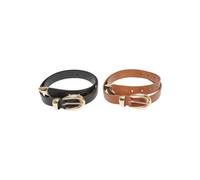 Urban Classics Tb7211a-chunky Buckle Loop Synthetic Leather Belt 2-Pack Cintura, Nero/Oro+Marrone/Oro, S-M Donna