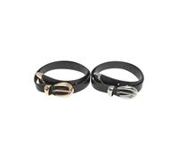 Urban Classics Tb7211a-chunky Buckle Loop Synthetic Leather Belt 2-Pack Cintura, Nero/Oro+Nero/Argento, S-M Donna
