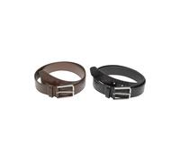 Urban Classics Tb7217a-woven Embossed Synthetic Leather Belt 2-Pack Cintura, Black/Silver+Brown/Silver, X-Large Uomo