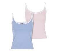 Urban Classics Tb7485a-ladies Contrast Basic Top 2-Pack T-Shirt, Blu Polvere/Bianco+Rosa Blusa/Bianco, XXL Donna