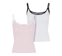 Urban Classics Tb7485a-ladies Contrast Basic Top 2-Pack T-Shirt, Rosa Blusa/Bianco+Bianco/Nero, S Donna