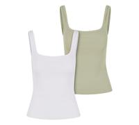 Urban Classics Tb7513a-ladies Wide Neck Rib Top 2-Pack T-Shirt, Bianco + softsalvia, M Donna