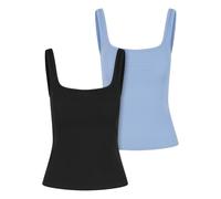 Urban Classics Tb7513a-ladies Wide Neck Rib Top 2-Pack T-Shirt, Nero + Blu Polvere, S Donna