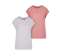 Urban Classics Tb771a-ladies Extended Shoulder Tee 2-Pack T-Shirt, Rosa Limona+Bianco, S Donna