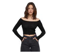 Urban Classics Donna Off Shoulder Glitter Longsleeve TB6125 S Nero