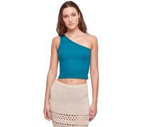 Urban Classics Top Asimmetrico da Donna Cropped Canottiera, Verde Acqua, L/Petite
