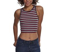 Urban Classics Top da Donna a Righe Incrociate, Bianco/Blu Navy/Rosso Fuoco, L