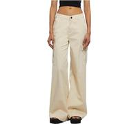 Urban Classics Ladies High Waist Wide Leg Twill Cargo Pants Pantaloni, Whitesand, 32 Donna