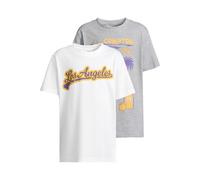 Urban Classics Uck7906a-t-shirt 2 Pack-Kurzarm-Los Angeles Compton T-Shirt, Bianco+Grigio Erica, 122 cm-128 cm Bambini e Ragazzi