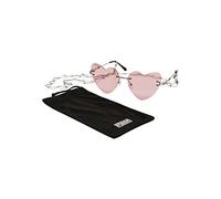 Urban Classics Unisex Sunglasses Heart With Chain rose/silver, one size