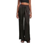 Urban Classics Women's Ladies Satin Wide Leg Pants, Black, L, Nero, L