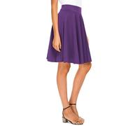 Urban CoCo - Mini Gonna da Skater Casual da Donna, Tinta Unita, Versatile, Viola Scuro, Lunga, L, Viola Scuro, Lungo, L