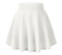 Urban Coco, Minigonna a Ruota da Donna, Basica, Versatile, Elasticizzata, Casual, Bianco, S