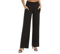 Urban Coco Pantaloni da Donna a Palazzo a Gamba Larga Tinta Unita Casual Gamba Dritta Pantaloni Elasticizzati a Vita Alta, Nero, XXL