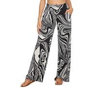 Urban Coco Pantaloni Palazzo da Donna, a Gamba Larga, da Spiaggia, a Vita Alta, con Tasche, #12, L