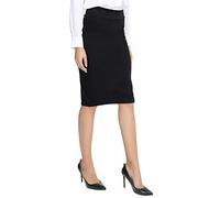 Urban Coco Women's Elastic Waist Stretch Bodycon Midi Pencil Skirt (Large,Black)