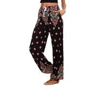 Urban CoCo Women's Floral Print Summer Boho Pants Harem Beach Vacation Pants (# 10, M)