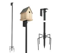 Urban Deco Kit di mangiatoia per uccelli, 203 cm, regolabile, colibrì, asta di supporto, supporto universale, 5 denti, esterno, cortile, nero (senza casetta di casa)