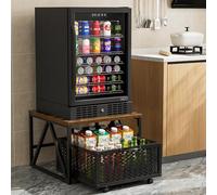 Urban Deco Mini supporto per frigorifero con contenitore, resistente carrello per frigorifero con cestello, mini tavolo da frigorifero per 99,8 kg, supporto mobile per frigorifero con ruote girevoli