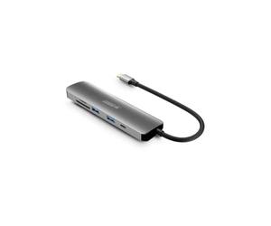 URBAN FACTORY Hub USB-C 6 in 1 con 2 USB-A/1 HDMI 4K/2 lettori di schede e 1 USB-C 100W PD Pass Thru