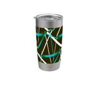 Urban Geometry Nero Bianco Teal-Blue Bicchiere termico in acciaio inox doppia parete