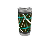 Urban Geometry Nero Bianco Teal-Blue Bicchiere termico in acciaio inox doppia parete