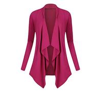 Urban GoCo Donna Cardigan Drappeggiato Aperto Davanti a Maniche Lunghe e Orlo Irregolare Giacca Top Fucsia XL