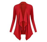 Urban GoCo Donna Drape anteriore Aprire bordo irregolare Cardigan Grande Rosso