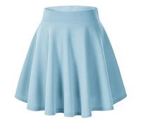 Urban GoCo Donna Moda Svasata Mini Gonna da Pattinatrice Versatile Elastica Solida Colore Gonna (Medium, Blu Chiaro)