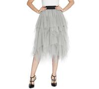 Urban GoCo Donna Retro Tutu Gonna in Tulle Elastico Stile Rockabilly Gonne a Pieghe Petticoat (L, Grigio Chiaro)