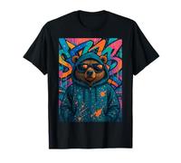 Urban Hip Hop Teddy Bear in Occhiali da Sole Cool Graffiti Graphic Maglietta